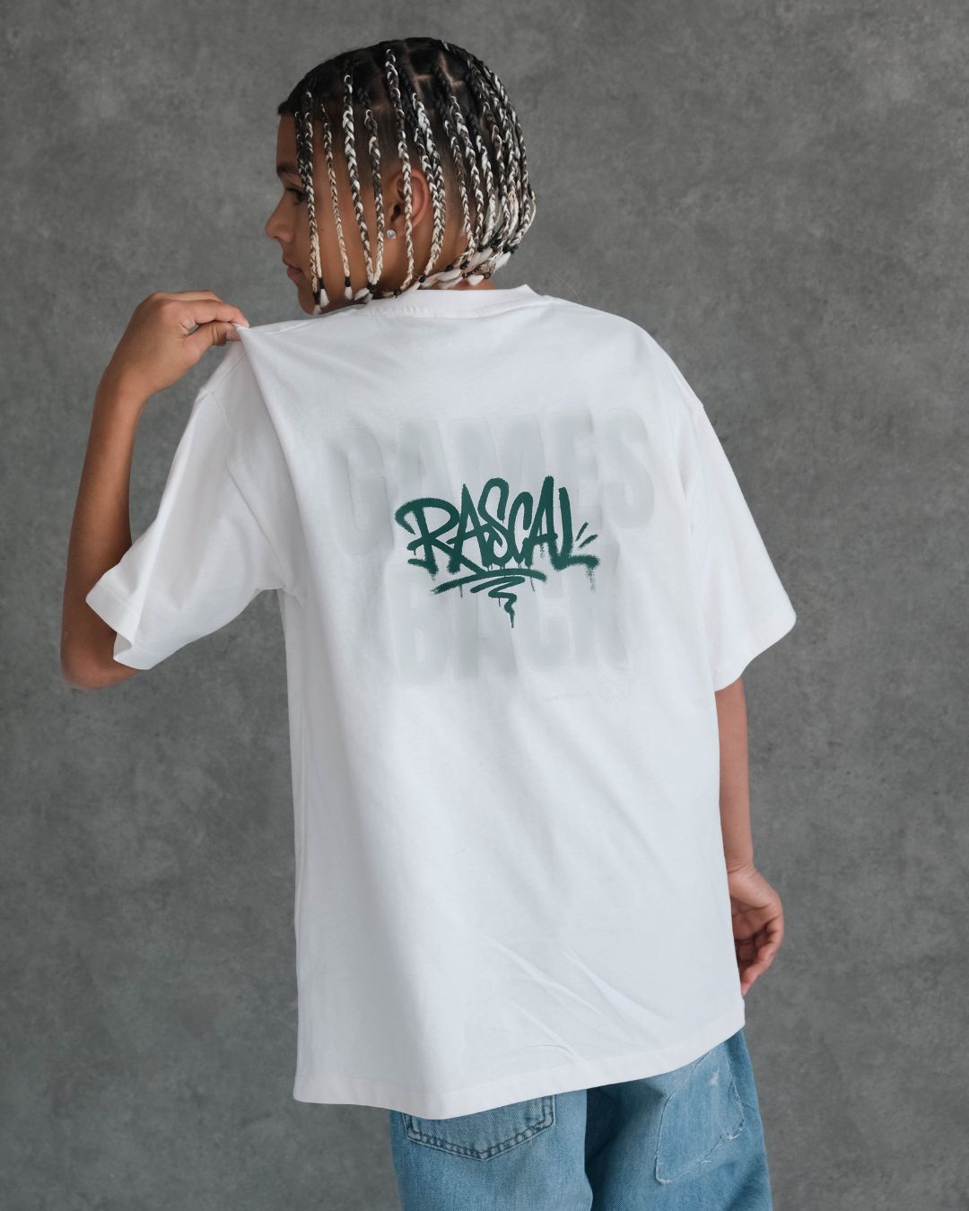 Games Back T-Shirt - Off White / Dark Green