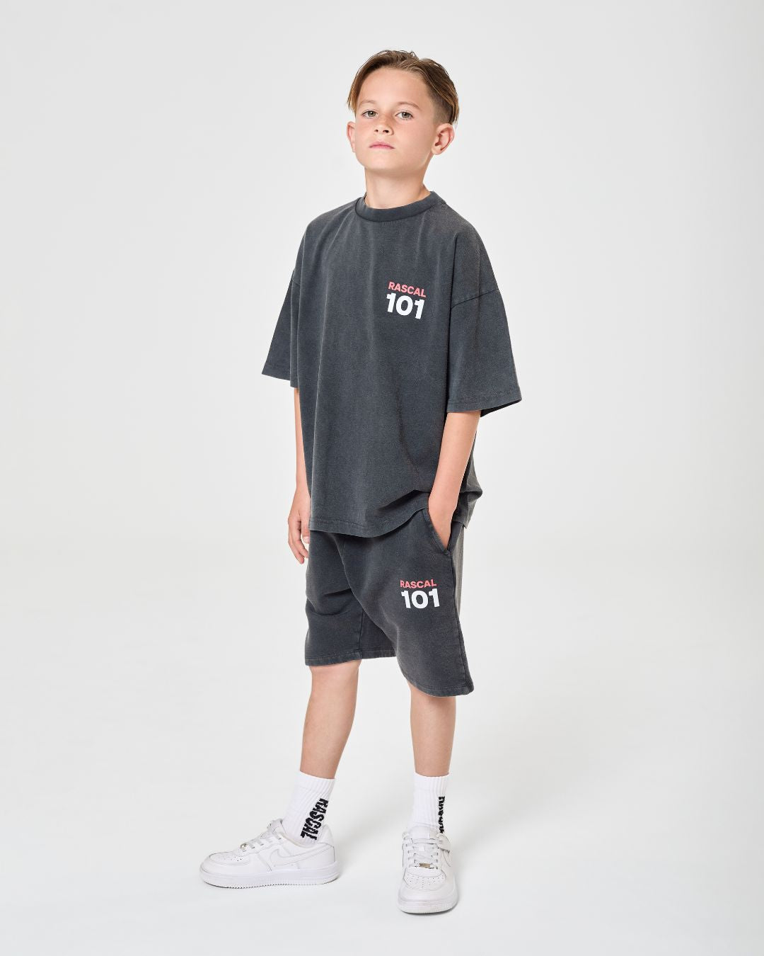 101 Acid Wash Shorts - Charcoal
