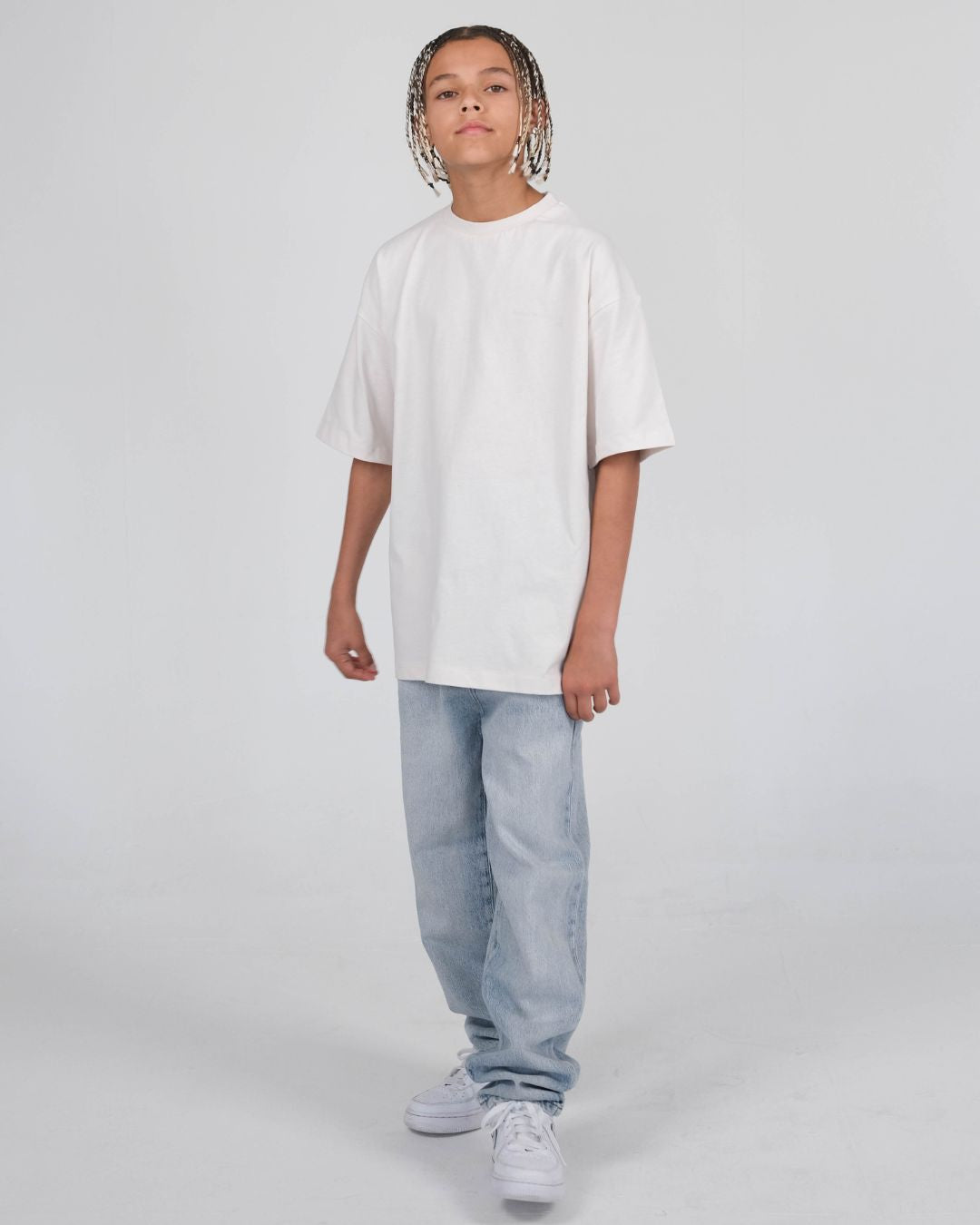 Games Back T-Shirt - Off White / Aqua