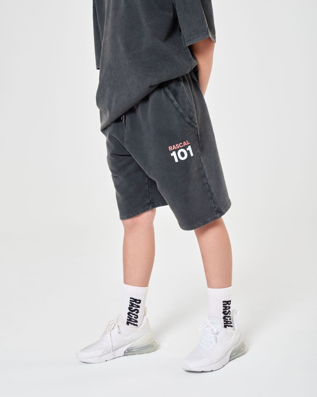 101 Acid Wash Shorts - Charcoal