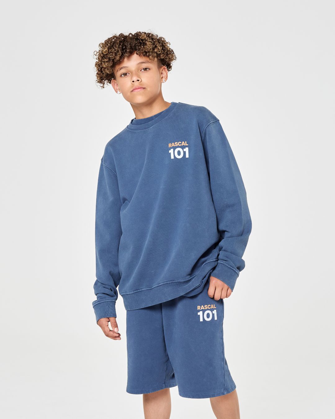 101 Acid Wash Crew Sweatshirt - Blue