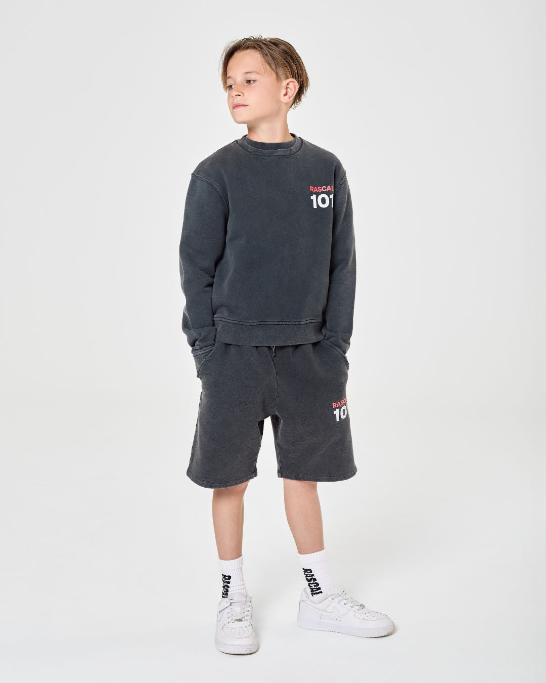 101 Acid Wash Crew Sweatshirt - Charcoal