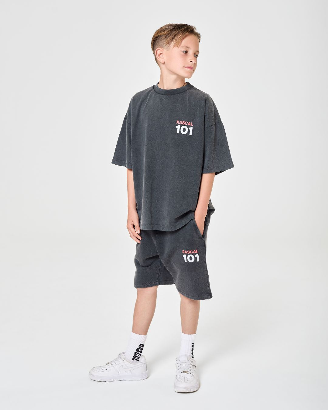 101 Acid Wash Shorts - Charcoal