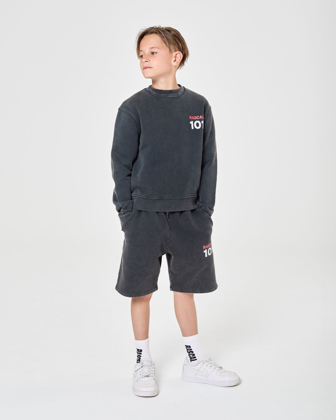 101 Acid Wash Shorts - Charcoal