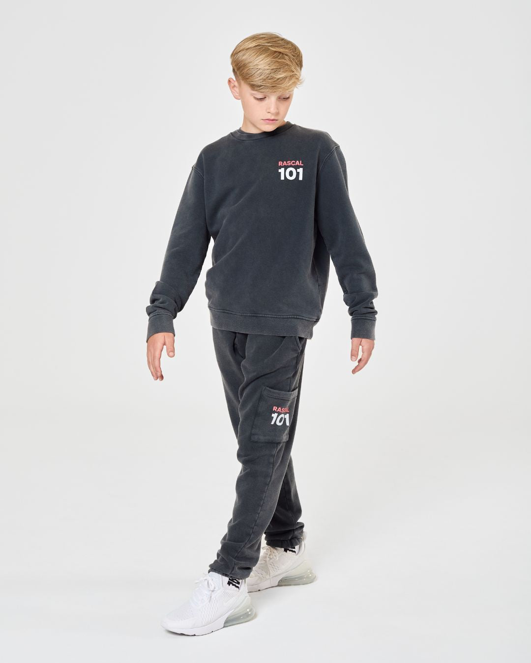 101 Acid Wash Crew Sweatshirt - Charcoal