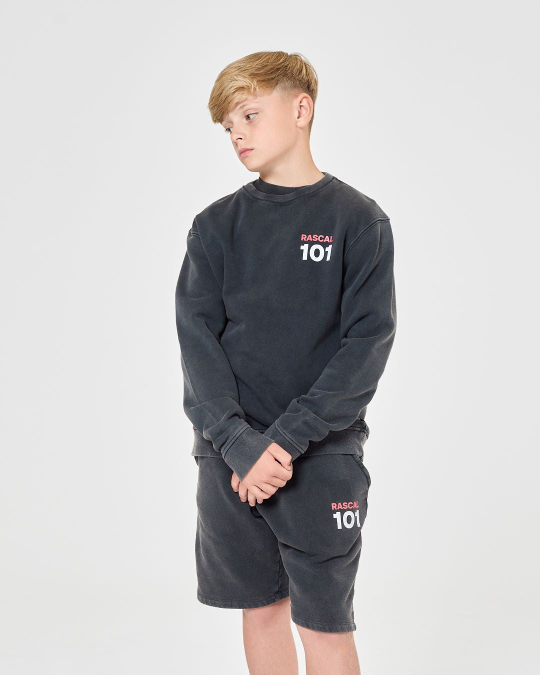 101 Acid Wash Crew Sweatshirt - Charcoal
