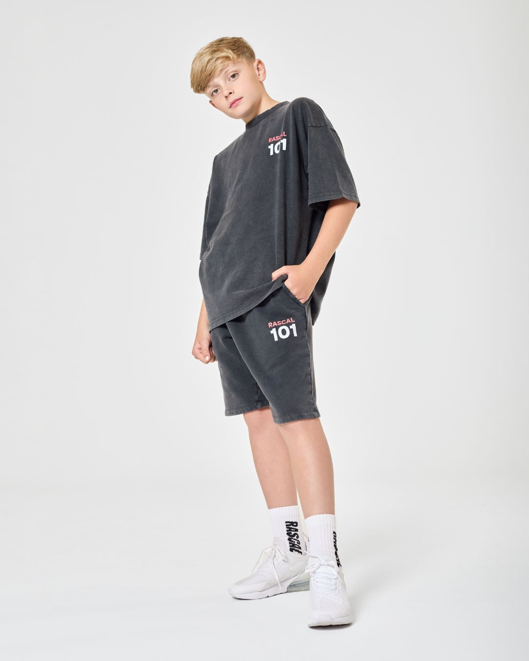 101 Acid Wash Shorts - Charcoal