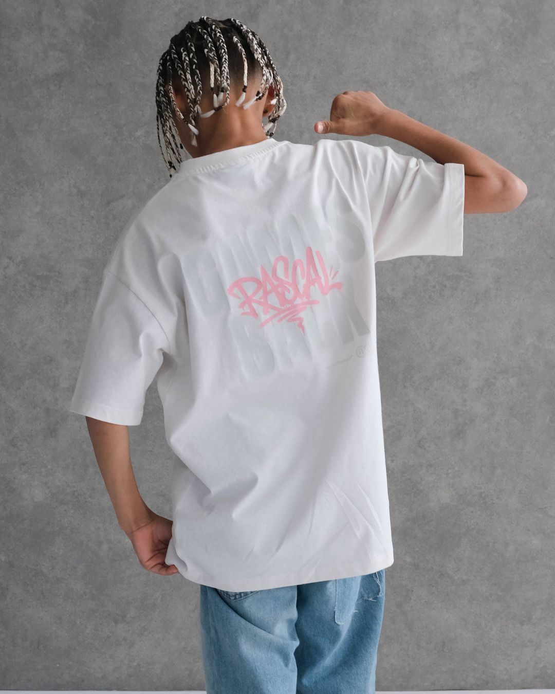 Games Back T-Shirt - Off White / Pink