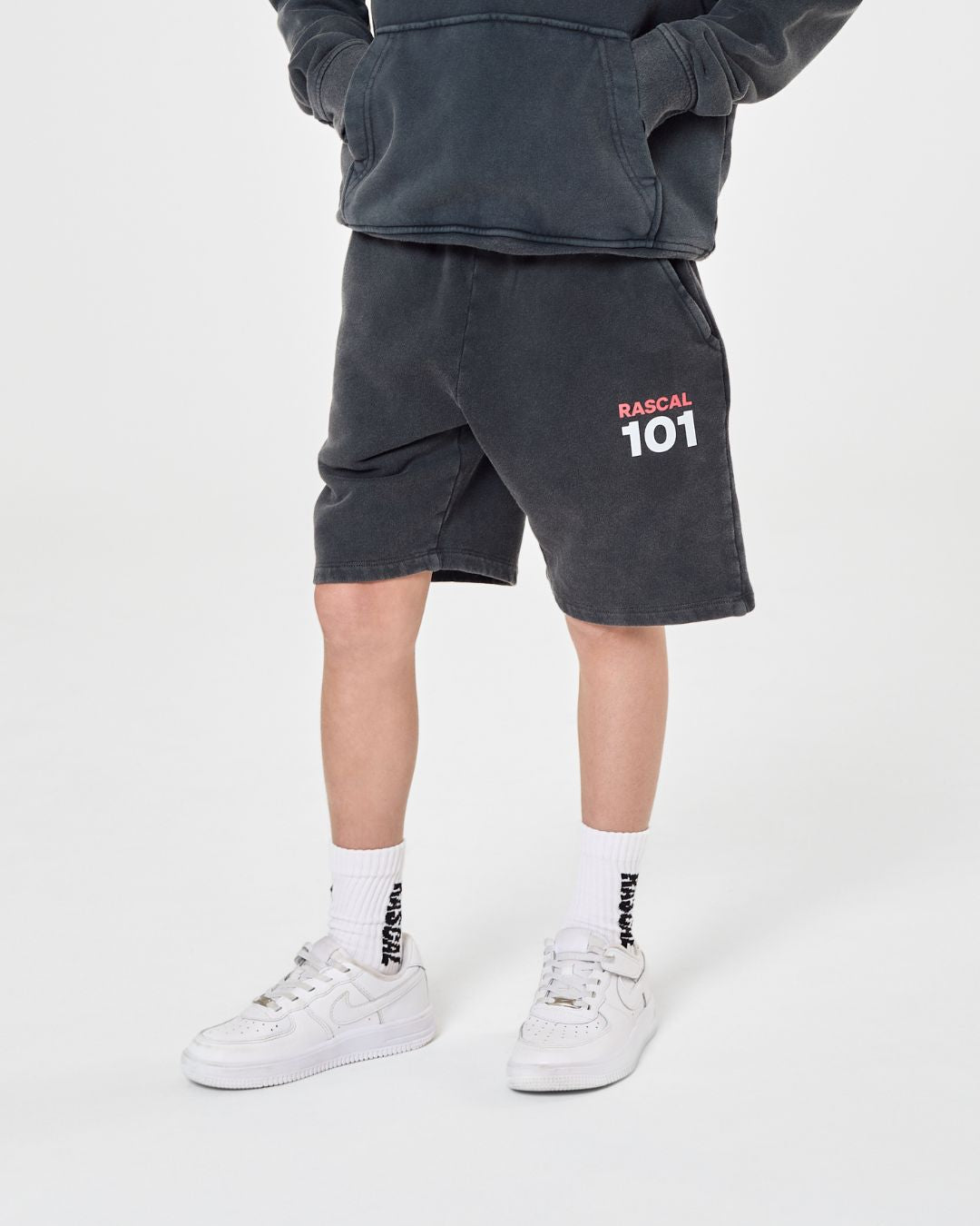 101 Acid Wash Shorts - Charcoal
