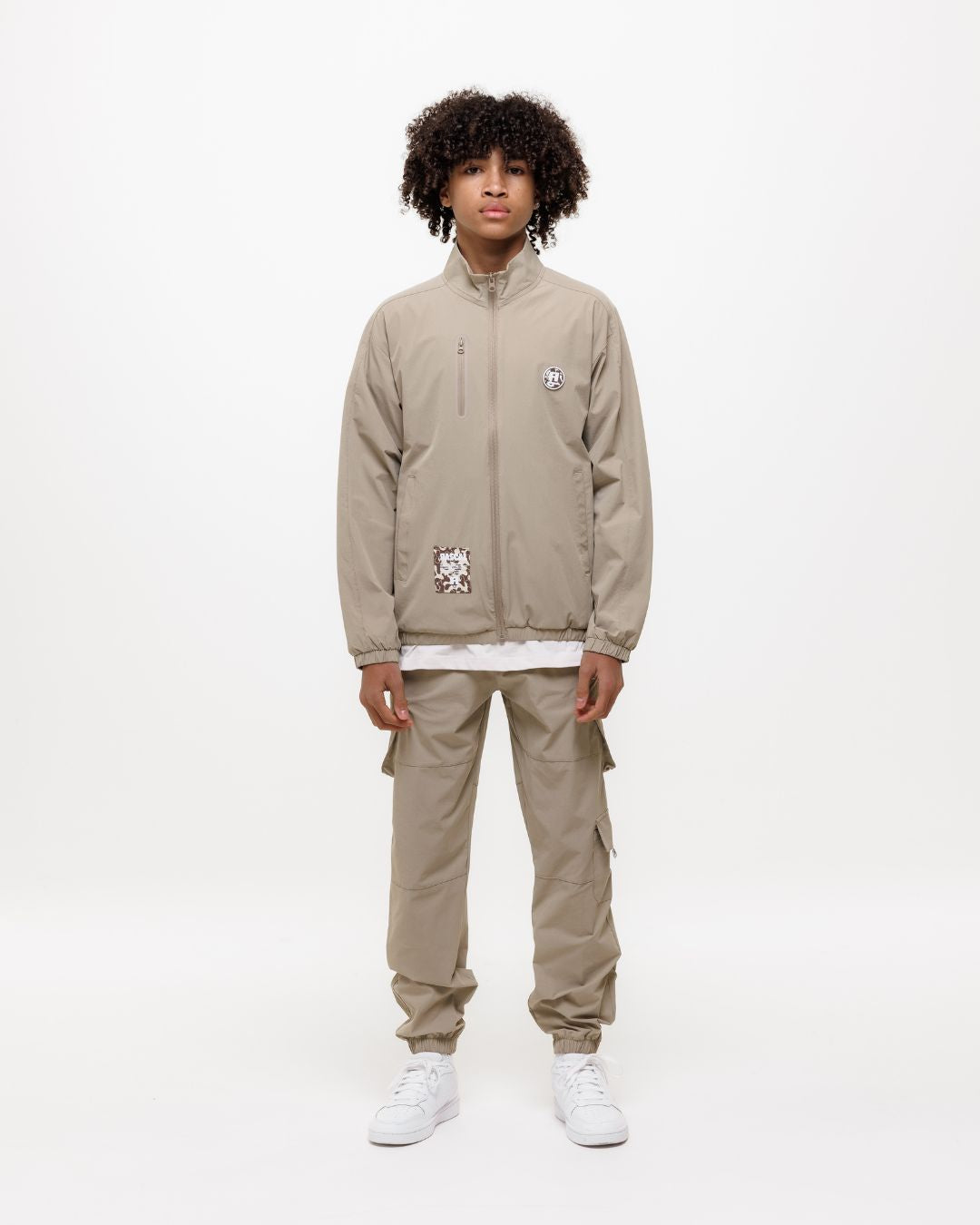 Rascal Next Gen Junior Khaki Cargos front full length with Jacket