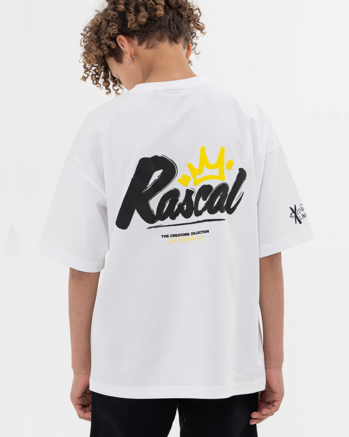 Go Rascal White Logo Rascal Oversized T-shirt In White & Black