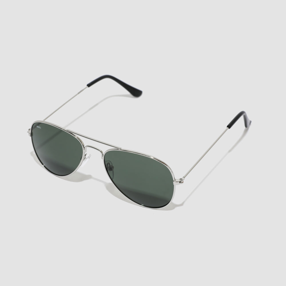 Rascal Italic Logo Aviator Sunglasses | Silver / G15