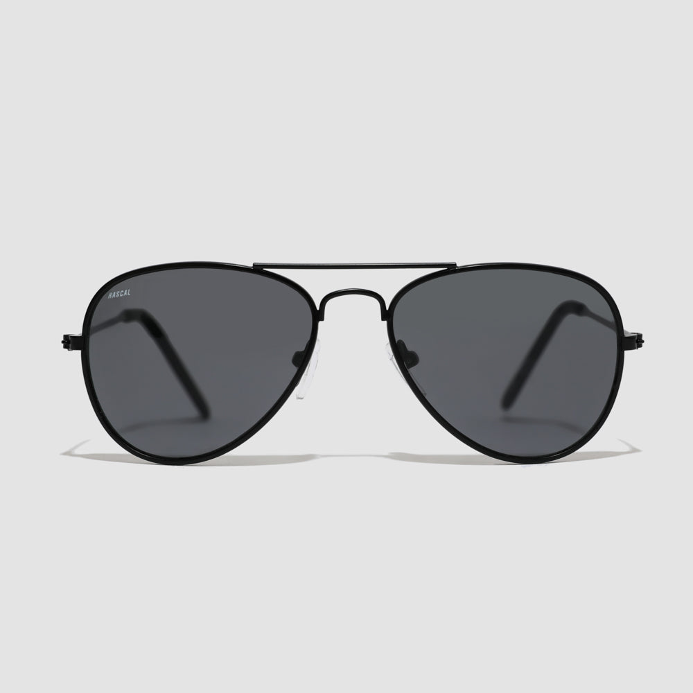 Rascal Italic Logo Aviator Sunglasses | Black / Smoke